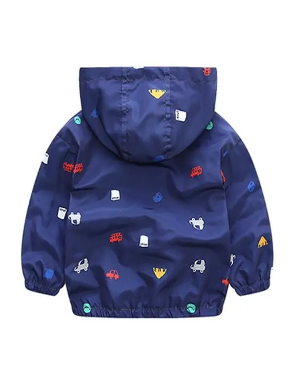 Toddlers Boys Cartoon Cars Hooded Coat