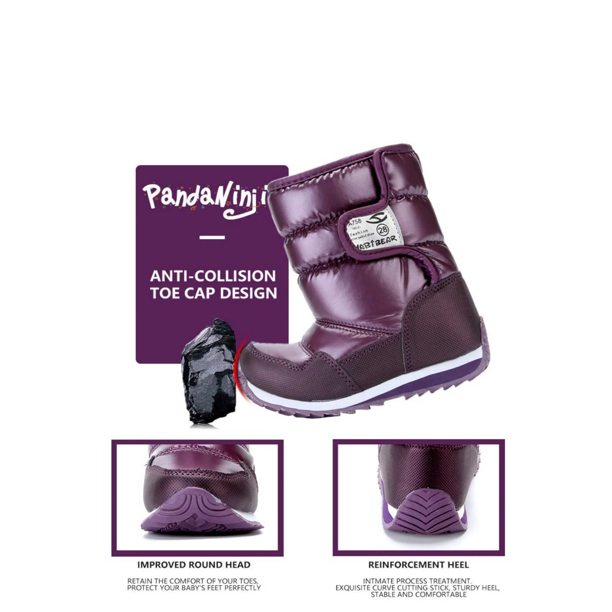 Vecjunia Boys Girls Kids Winter Snow Boots Anti-Slip Faux Fur Lined Shoes 12.5 US | 30EU | 11.5 UK