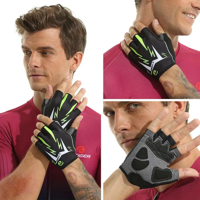 X-TIGER Cycling Gloves Anti-slip Anti-sweat Half Finger Breathable Bicycle Bike Gloves Sports Running Fitness Gym Riding Gloves