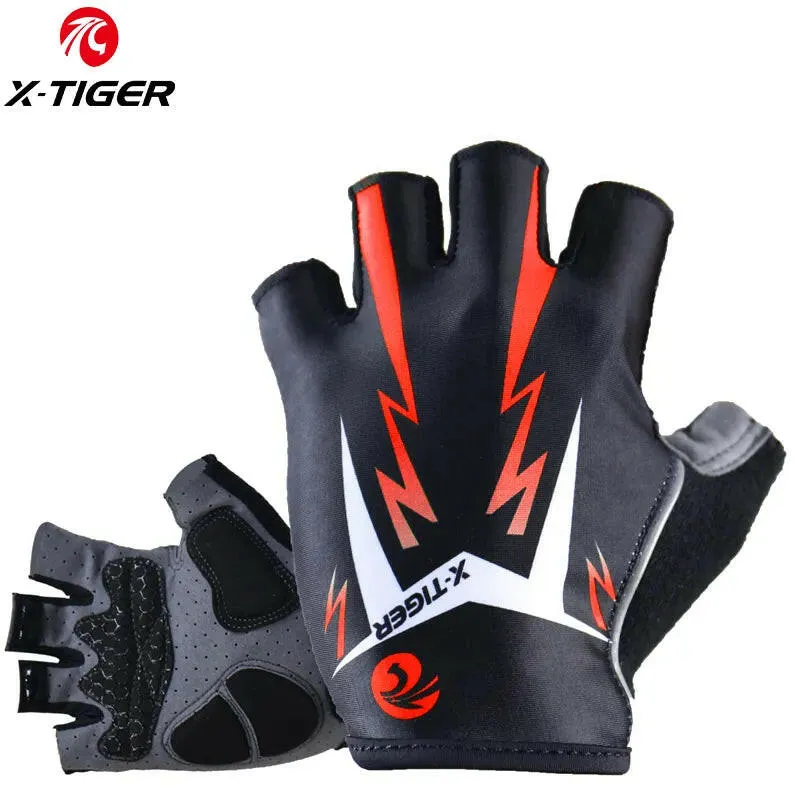 X-TIGER Cycling Gloves Anti-slip Anti-sweat Half Finger Breathable Bicycle Bike Gloves Sports Running Fitness Gym Riding Gloves