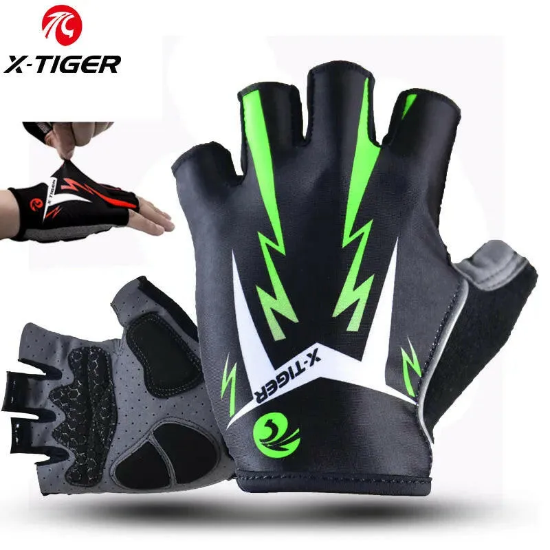 X-TIGER Cycling Gloves Anti-slip Anti-sweat Half Finger Breathable Bicycle Bike Gloves Sports Running Fitness Gym Riding Gloves